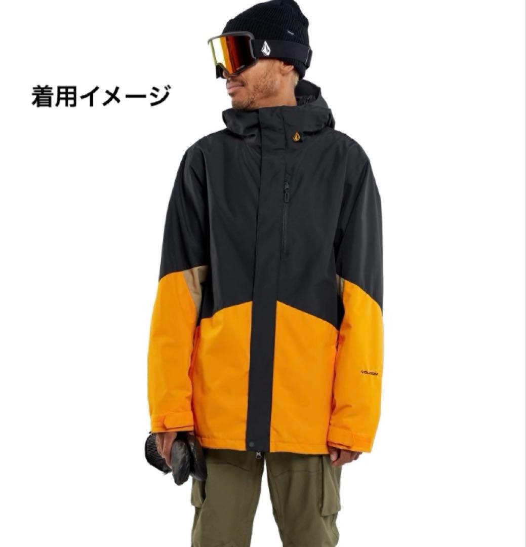 Volcom スノーボード用防水ジャケット 黒オレンジ