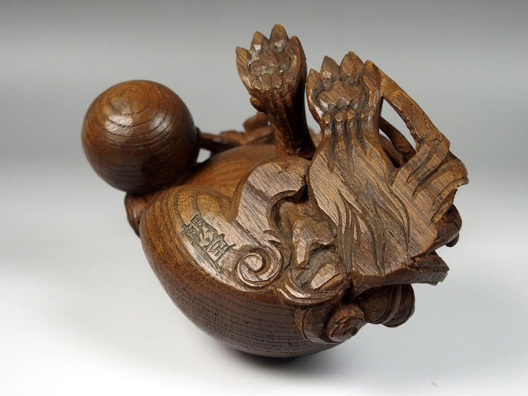 おとうさん専用　手毬獅子　唐獅子　社寺装飾彫刻　銘あり　木彫作品　骨董品