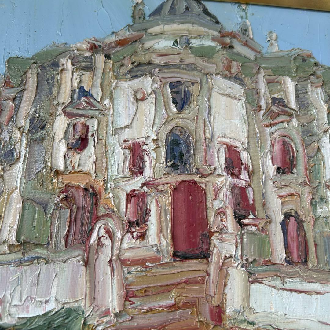 サイン入り　在銘 油彩画 【オビドス礼拝堂】建物風景 インテリア　美術品