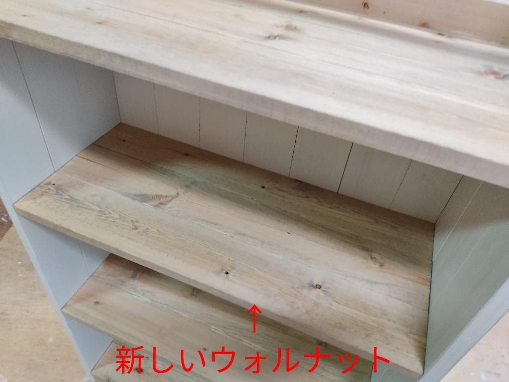 サイズ、デザインオーダー可!●幅広デザインラック●シャビーホワイト無垢●受注製作
