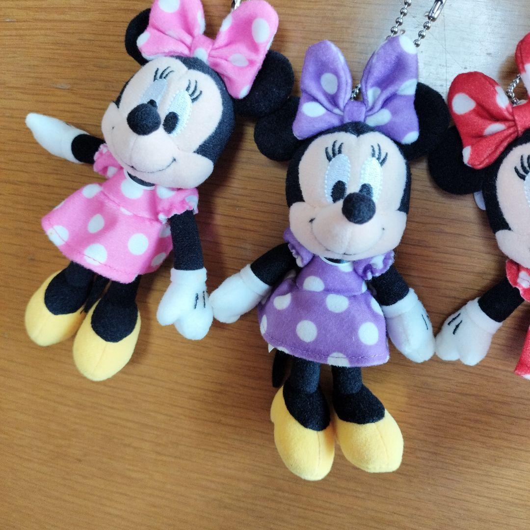 ディズニー ミニーぬいぐるみバッヂ キーホルダー 3点セット スクバ デコ