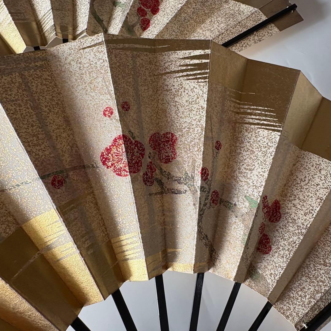 (1038)舞扇　2本セット　梅柄　金