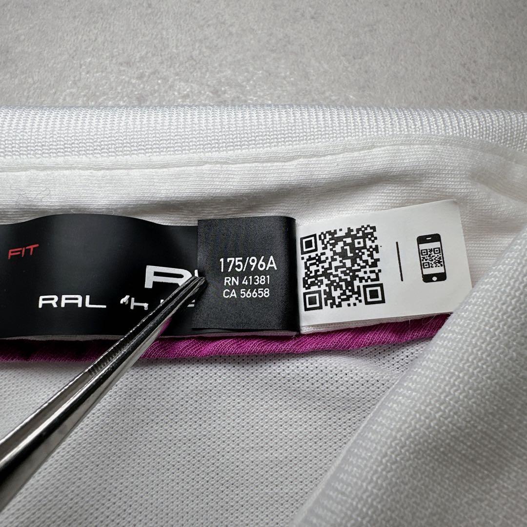 極美品✨RLX RALPH LAUREN 半袖ポロシャツ M 白 襟マルチカラー