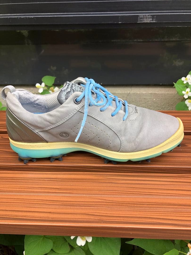 344番 ECCOゴルフシューズbiom グレー37 23.5cmソフトスパイク
