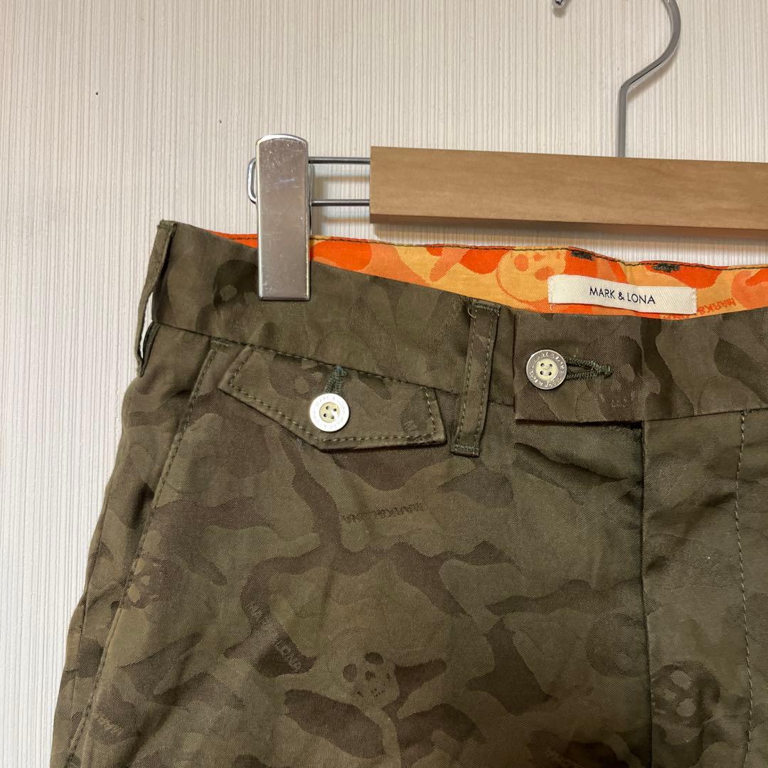 マークアンドロナ ショートパンツ サイズS カーキ 迷彩 スカル ゴルフ