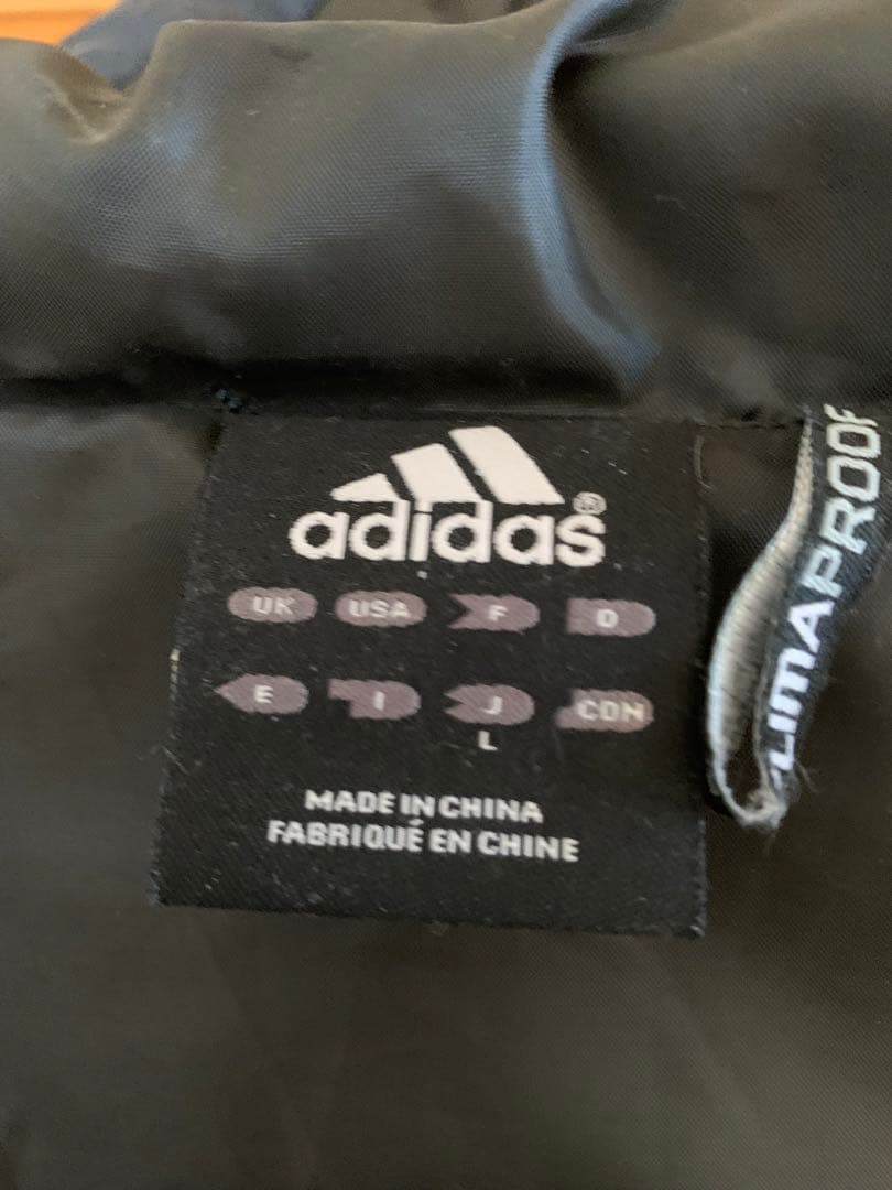 adidas ネイビー ダウンコート フード付き