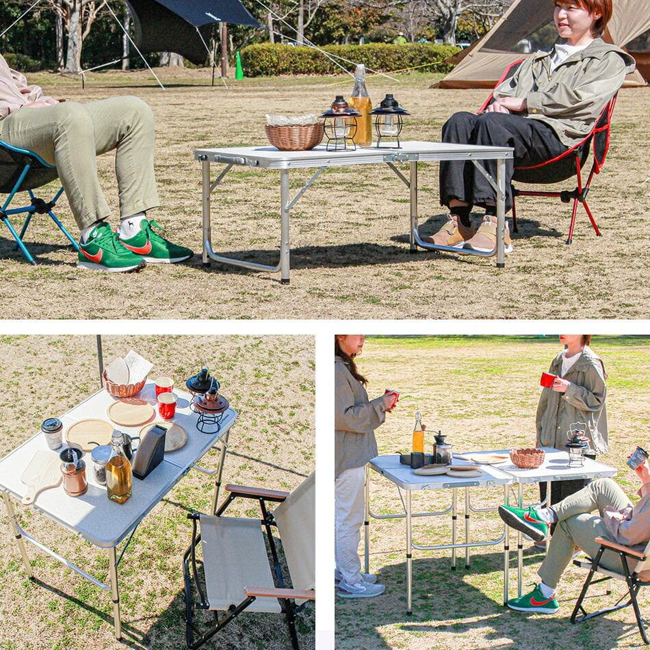 ★高さ72cm★ アウトドアテーブル 耐荷重20kg 小さく収納 白 他カラー有