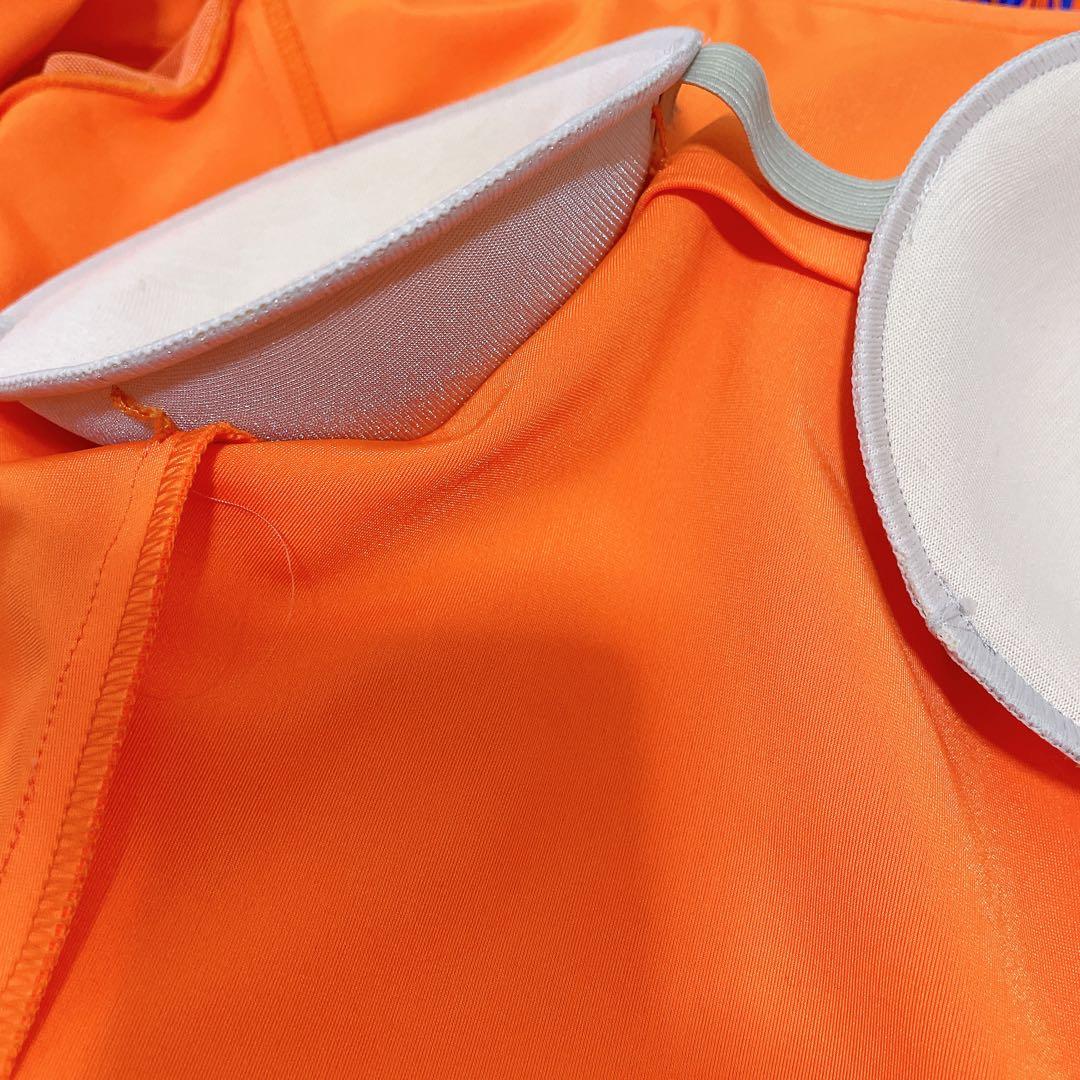 【美品】社交ダンスドレス ラテンドレス 日本製 オレンジ ブルー 競技 デモ