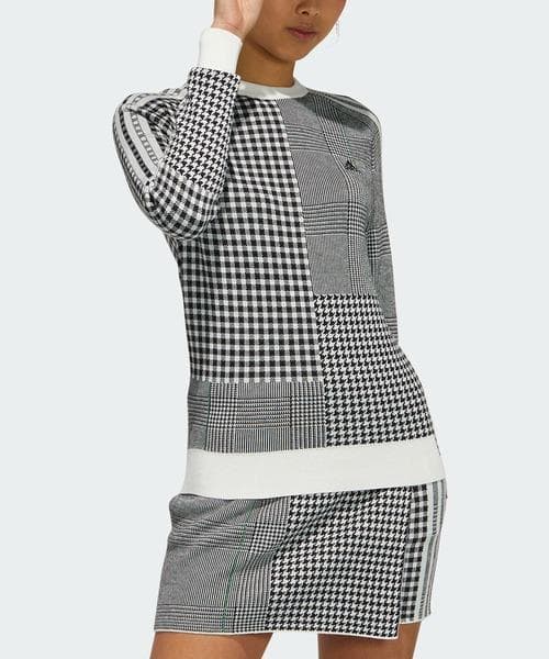 adidas GOLF 長袖クルーネックセーター M チェック柄