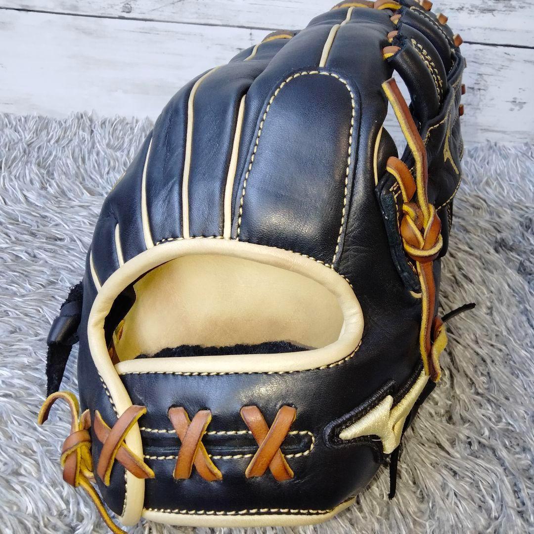 【美品】ミズノ プロセレクト一般硬式 内野手グローブ 右投げ ブラック 保存袋