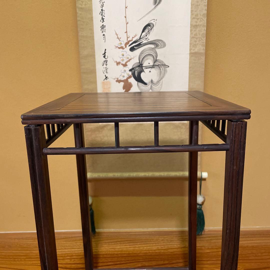 【唐木】懸崖1.1尺 盆栽台 黒檀 ビンテージ品 高卓(こうしょく)【訳あり品】
