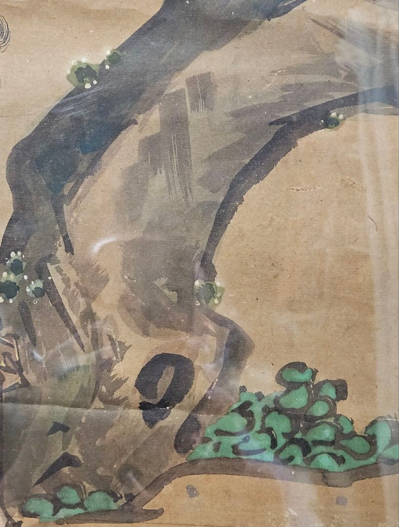中国古美術　中国古画　紙本肉筆　金彩色絵　人物画　宮中の図　作者不明　簡易額装
