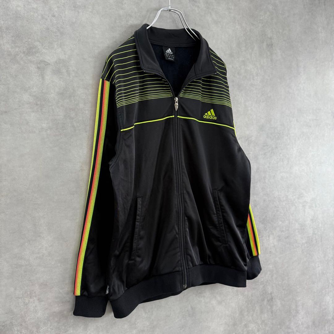 00s old adidas アディダス トラックジャケット ブラック×ネオン