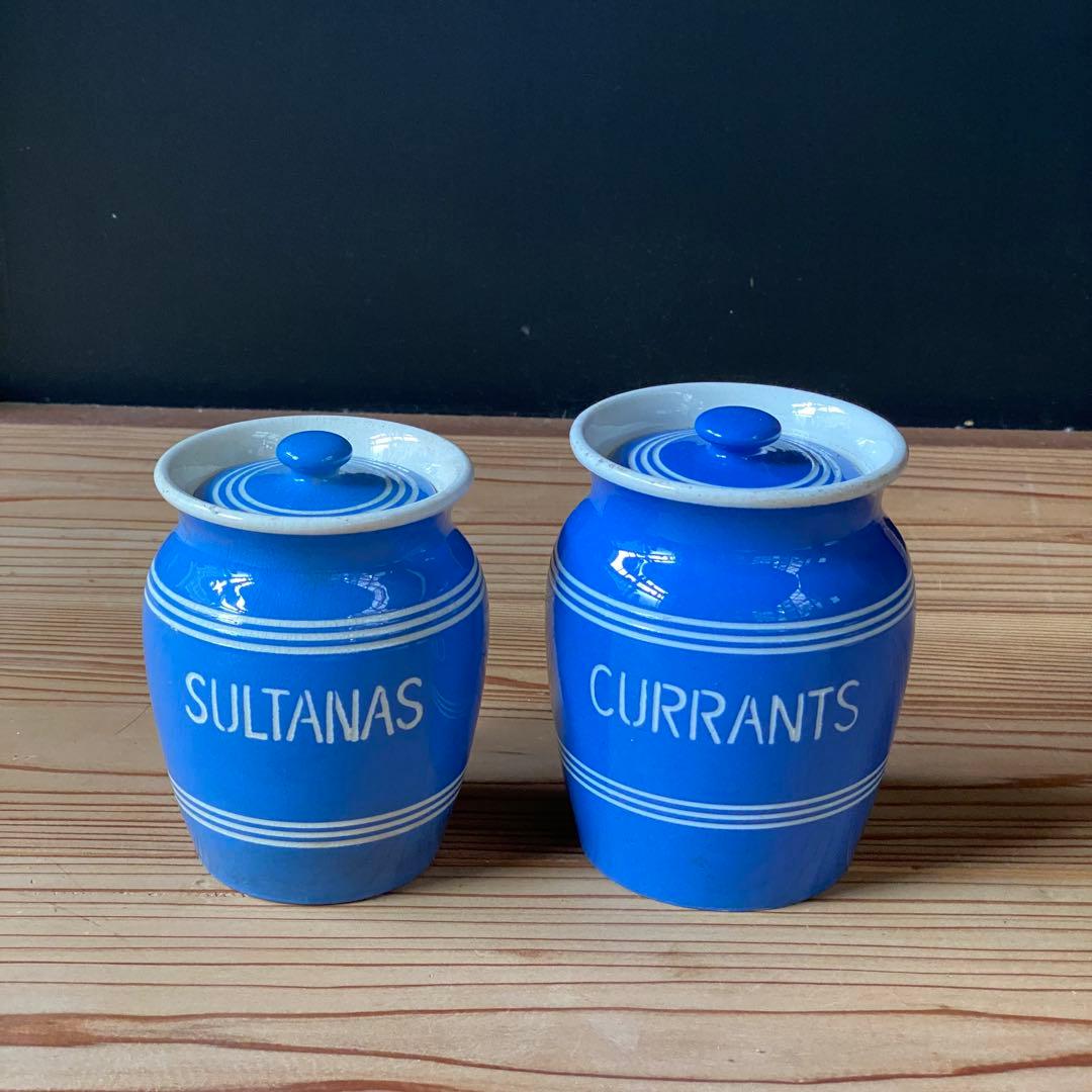 イギリス アンティーク キャニスター 陶器 キッチン用品 CURRANTS