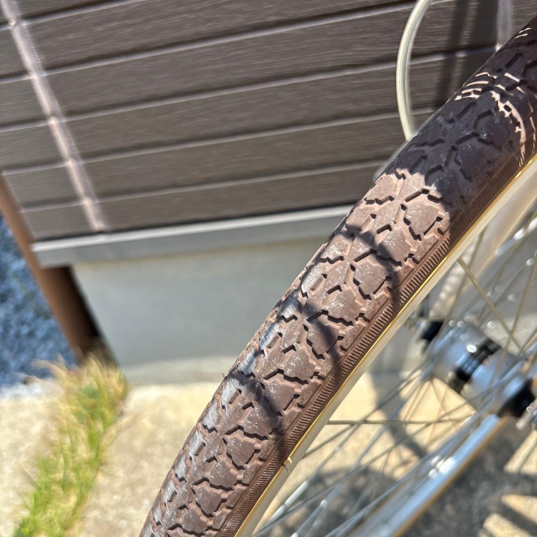 子供用自転車 クリーム色 前カゴ付き 24インチ