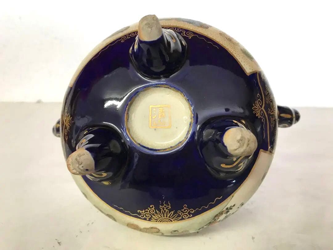 九谷焼銀火屋付童子童女遊戯図香炉