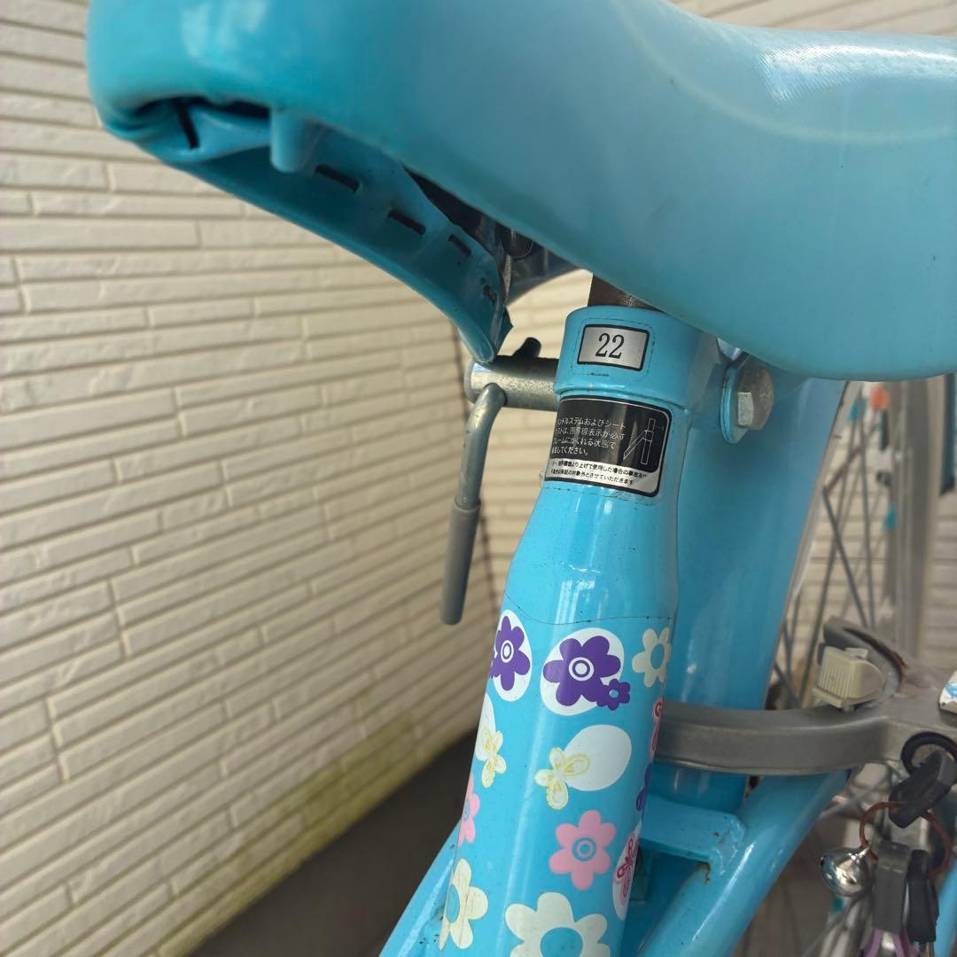 女の子用自転車 22インチ シマノ製6段変速 パステルブルー
