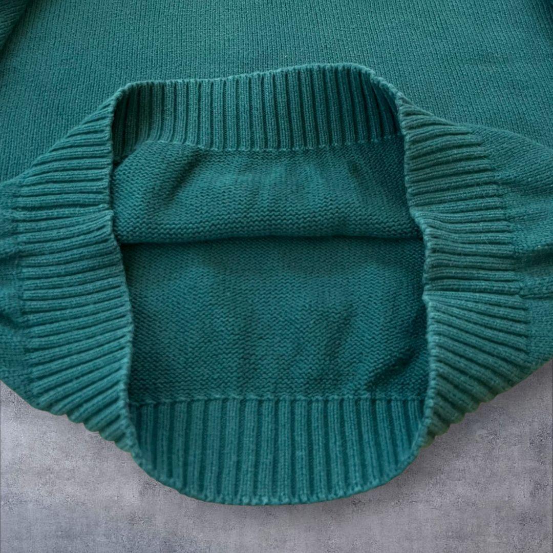LACOSTEラコステ クルーネックニットワニロゴ刺繍グランパグリーン緑M