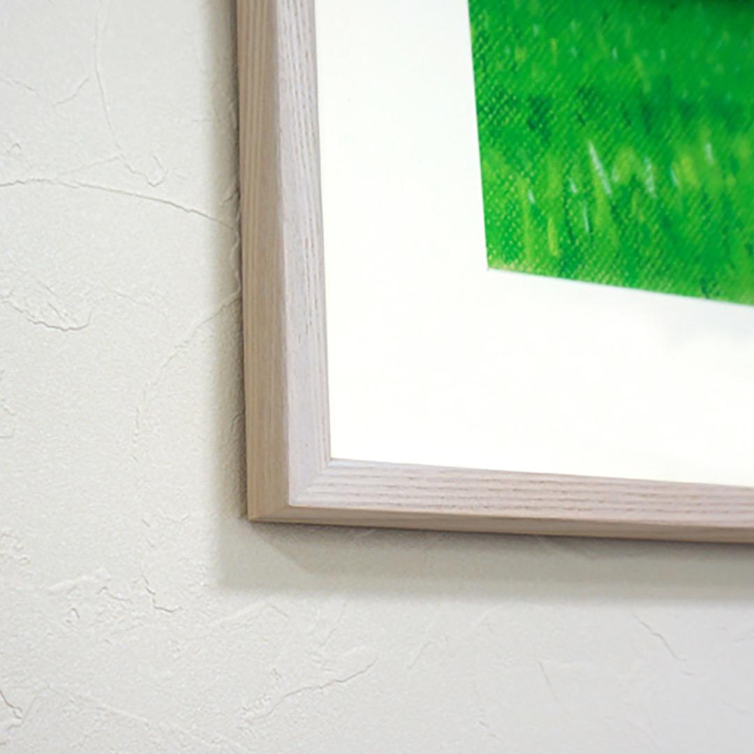パステル画（原画）河のある風景・朝。