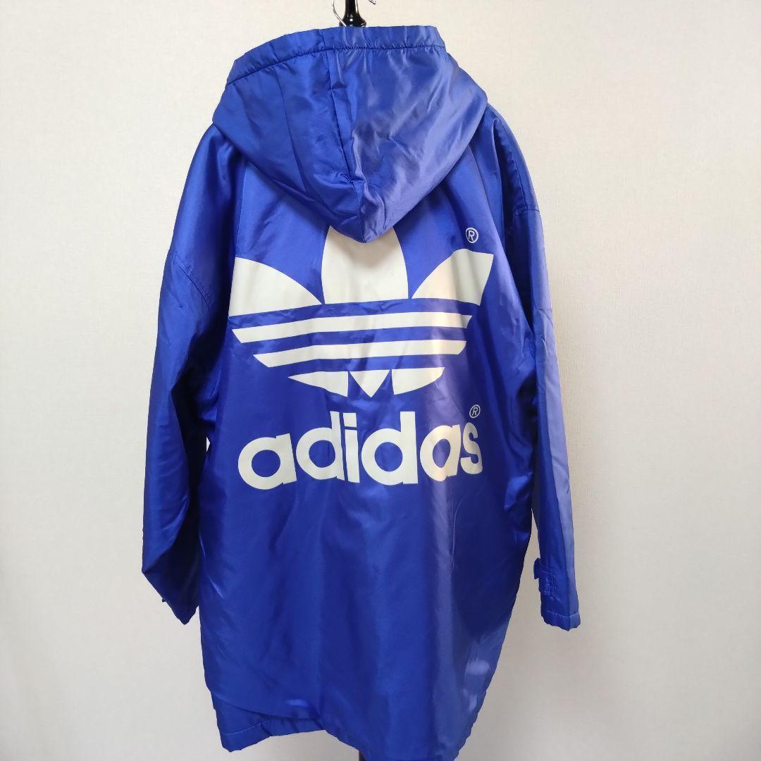 希少 80s アディダス デサント製 ベンチコート L 裏起毛 ビンテージ 青