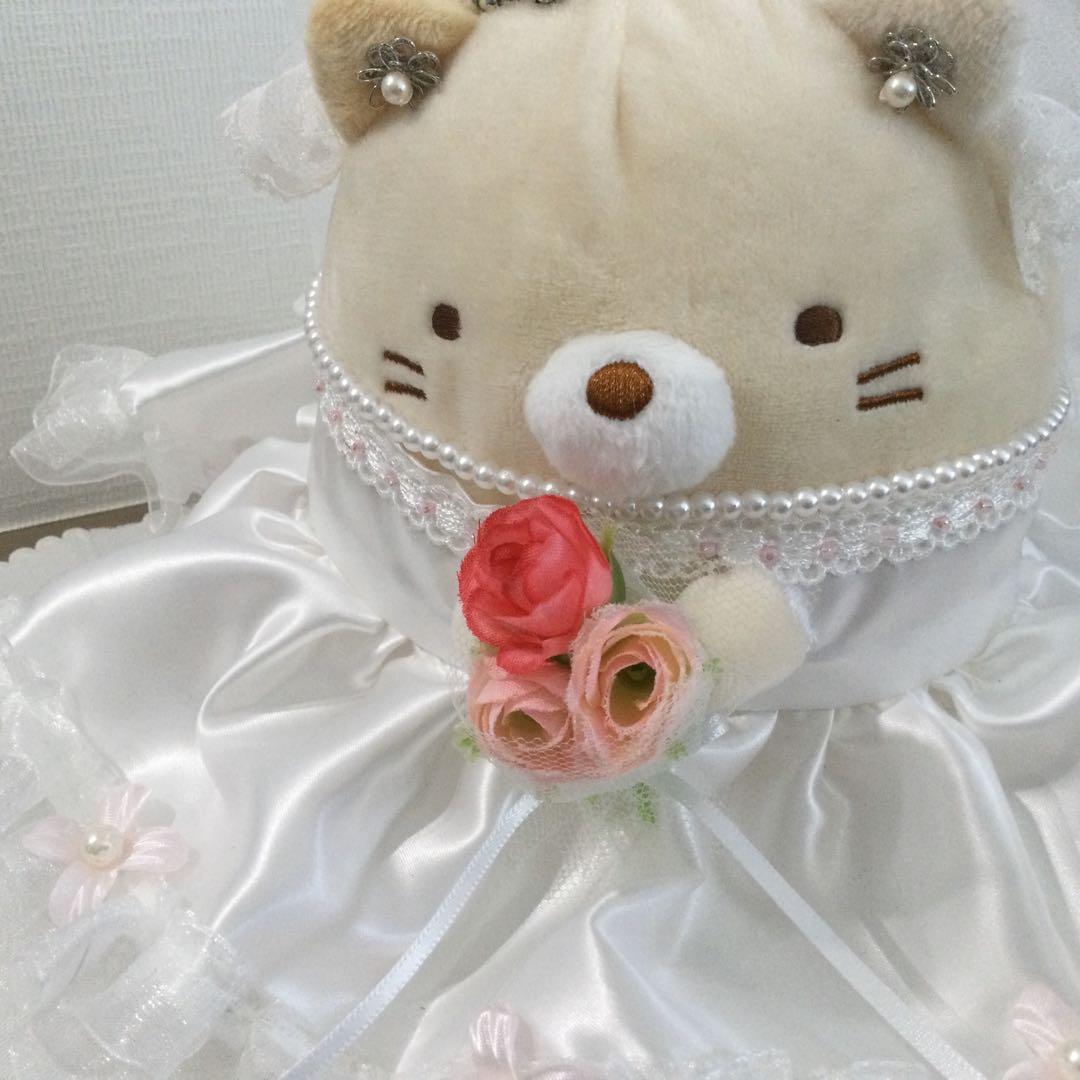 ウェルカムドール ねこ　　白ウェディングドレス とかげ　茶タキシード