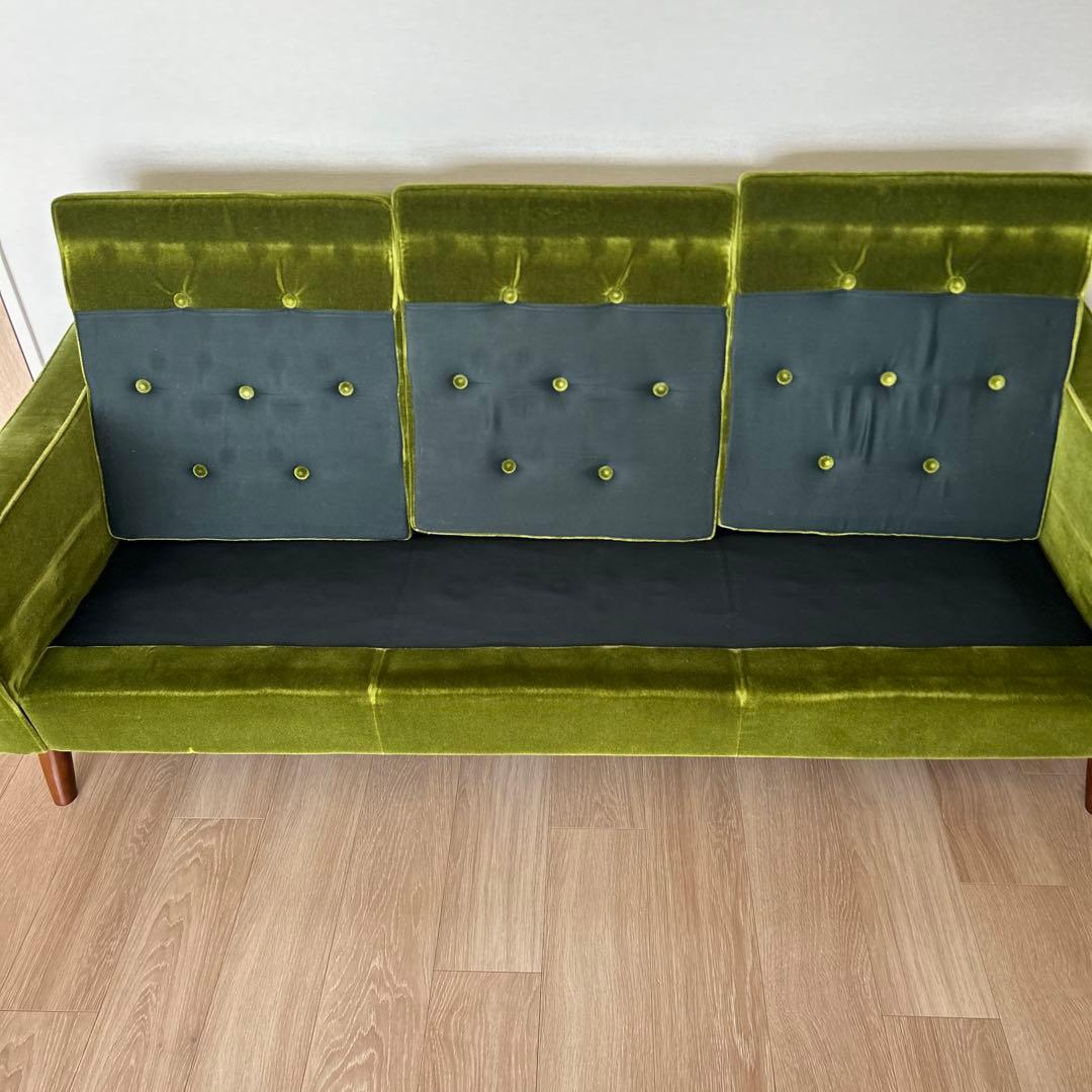 カリモク60 ロビーチェア　モケットグリーン 3シーター