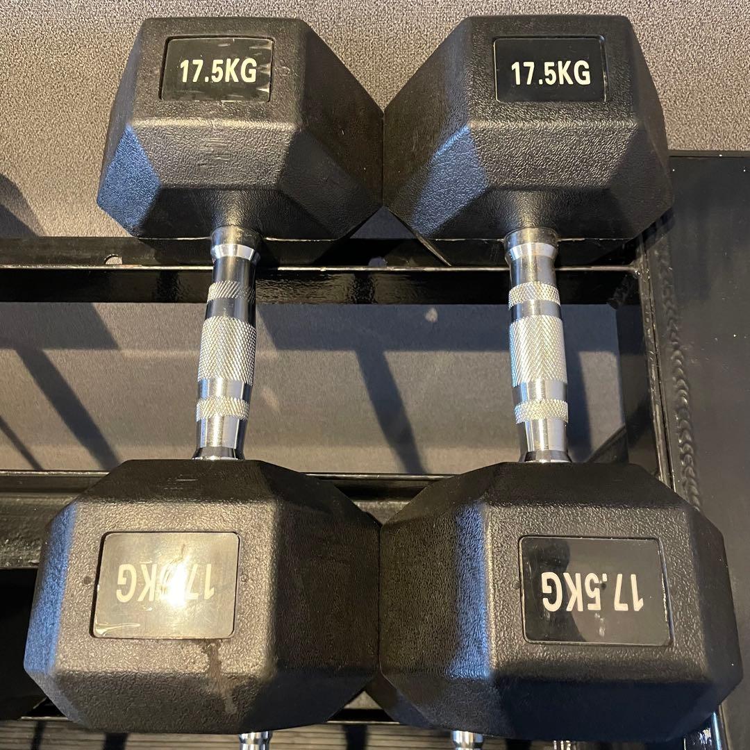 【引取限定】ヘックスダンベルセット 12.5kg-30kg ラック付き