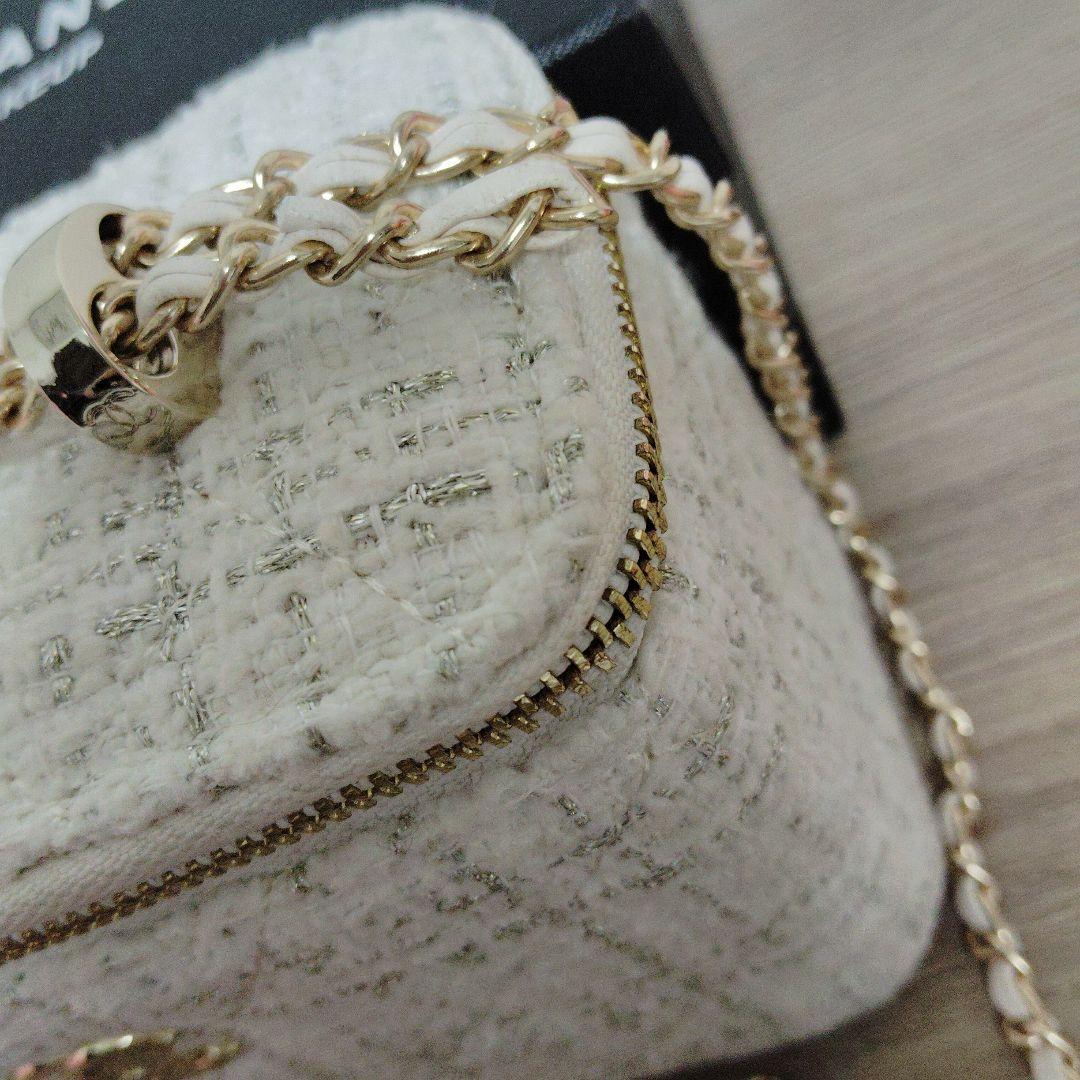 訳あり　CHANEL　ツイードバニティショルダーバッグ　ノベルティー　ホワイト
