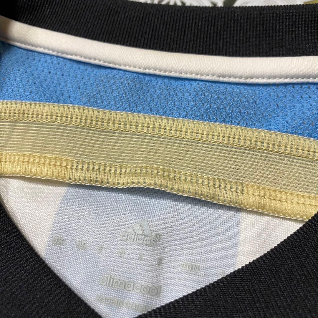 『adidas』アディダス（F）白/青/黒/Tシャツ/Vネック/刺繍ロゴ/半袖