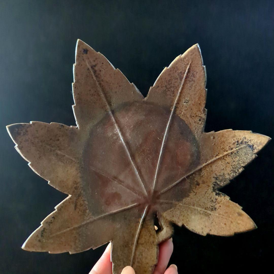 骨董品　陶芸　茶道具　備前焼　藤原陶臣　向付　料亭　割烹　紅葉銘々皿　葉皿　5枚