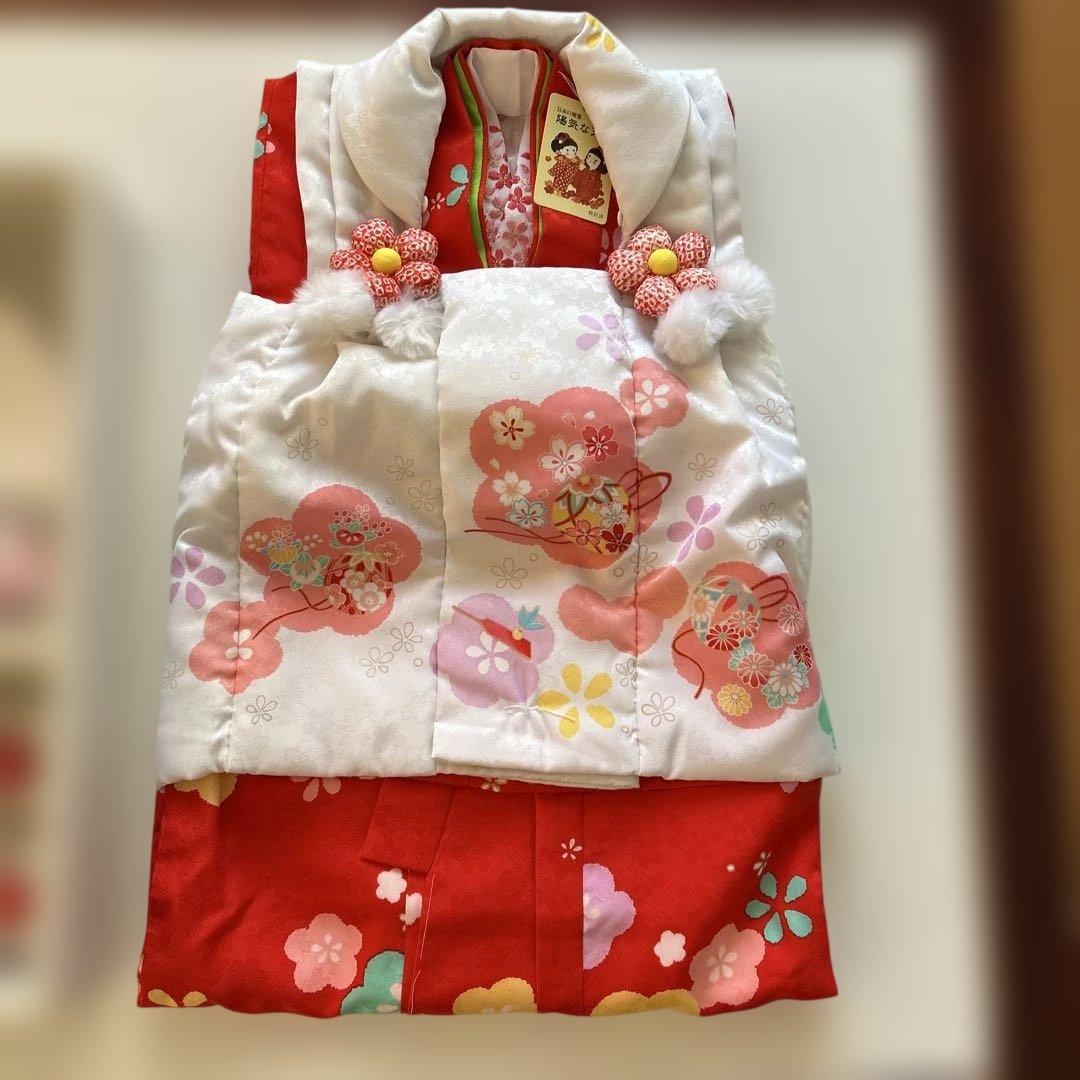 七五三 着物セット 赤と白 花柄