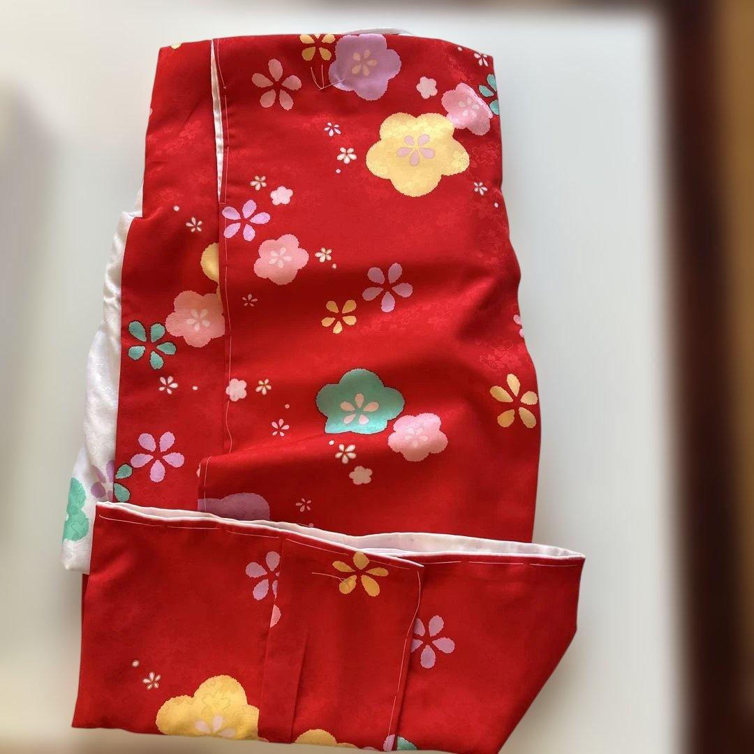 七五三 着物セット 赤と白 花柄