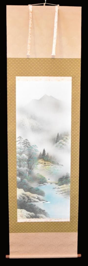 仙水 山水 手巻き画絵巻 画軸 絹本 肉筆 立軸 年代保証 書法 WWKK071