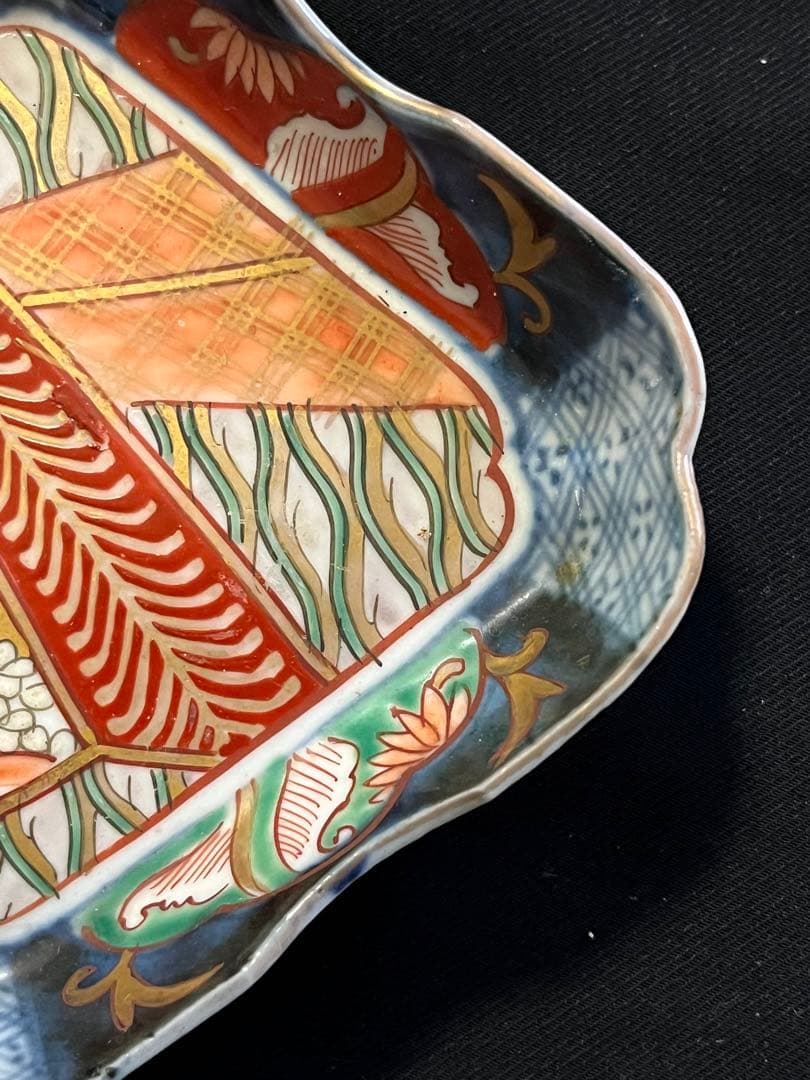 わ*め様 有田焼 伊万里焼 古伊万里 色絵 金彩 菱皿 刺し身皿 4客 管理A3