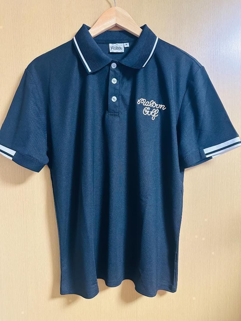 マルボンゴルフ ポロシャツ malbon golf メンズ 半袖 シャツ 黒色L