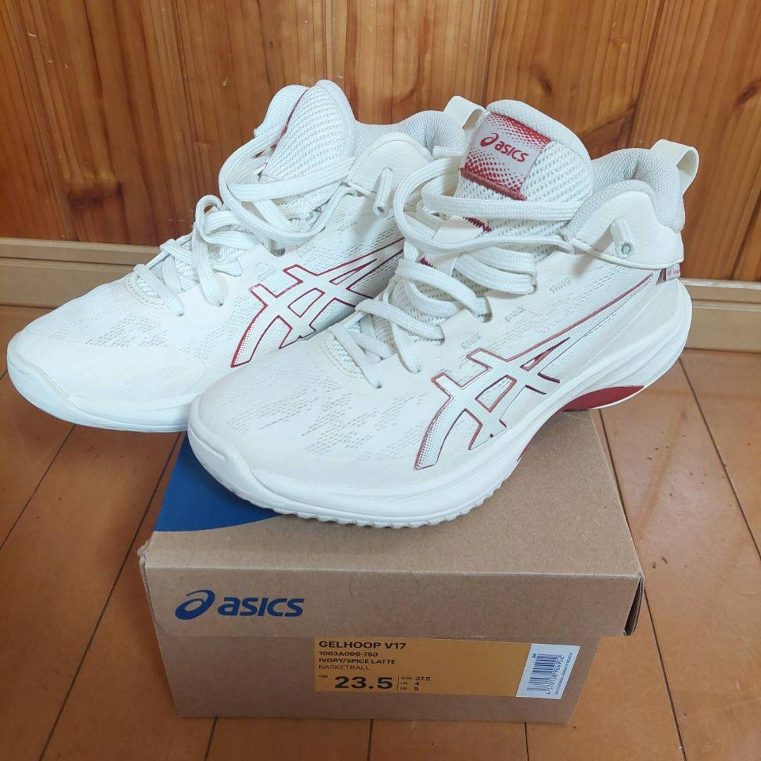 ASICS GELHOOP V17 23.5cm ホワイト/レッド