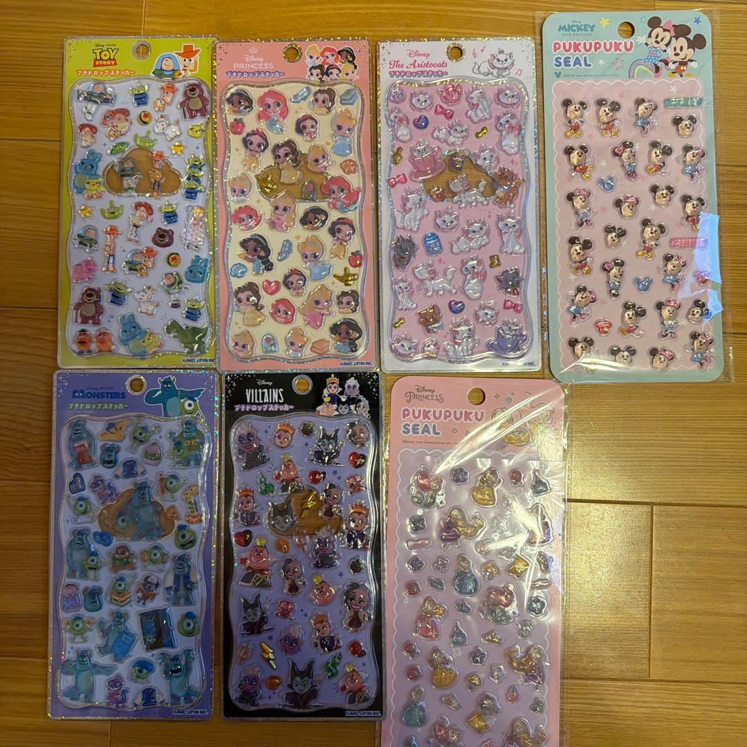 y*様 新品☆ディズニーキャラクタープチドロップステッカー7枚セット