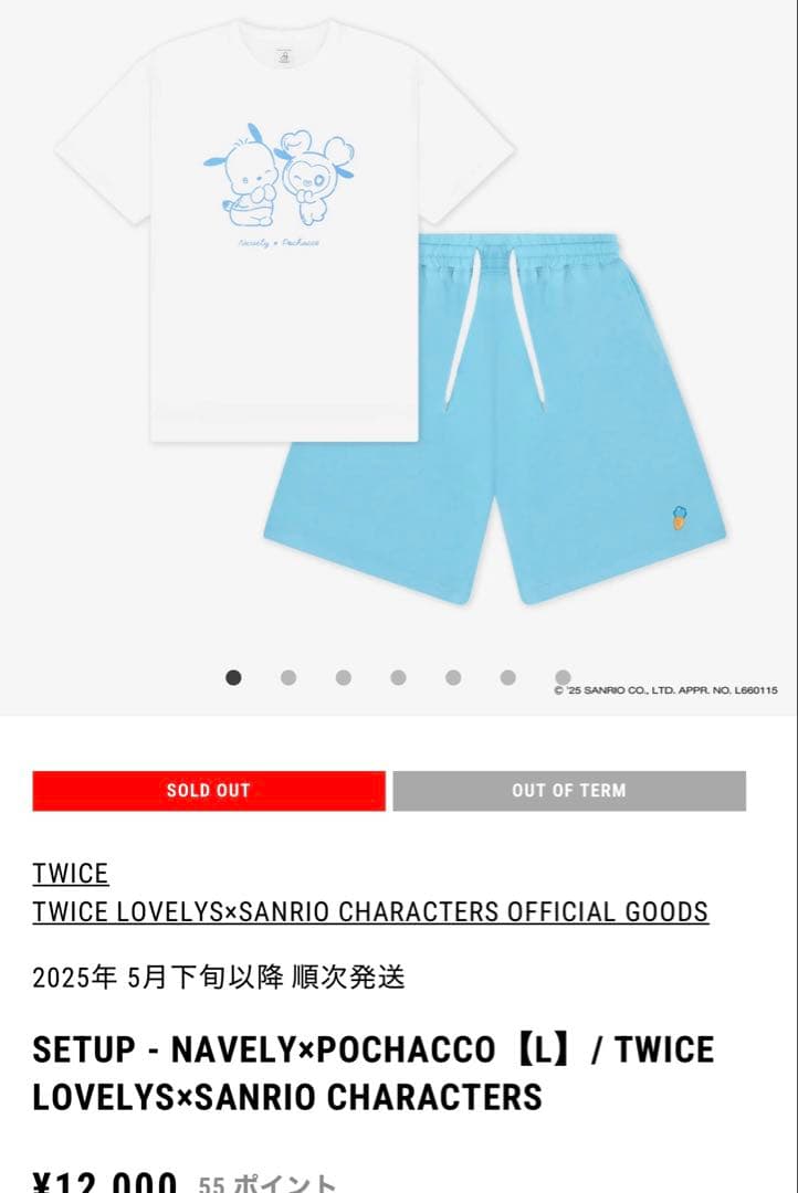 TWICE×サンリオ ナヨン　ナブリー　ポチャッコ セットアップLサイズ 未開封