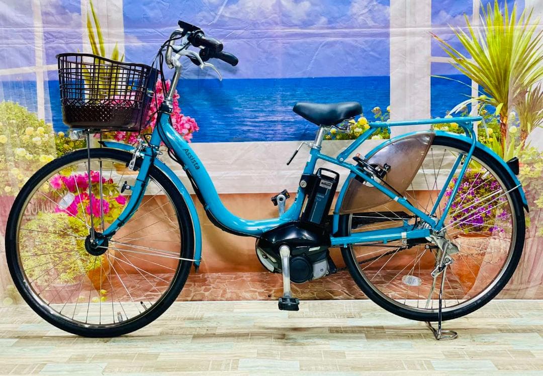半年保証 エスニックターコイズ⭐️ 超特価電動自転車 ブリヂストンシテY1649