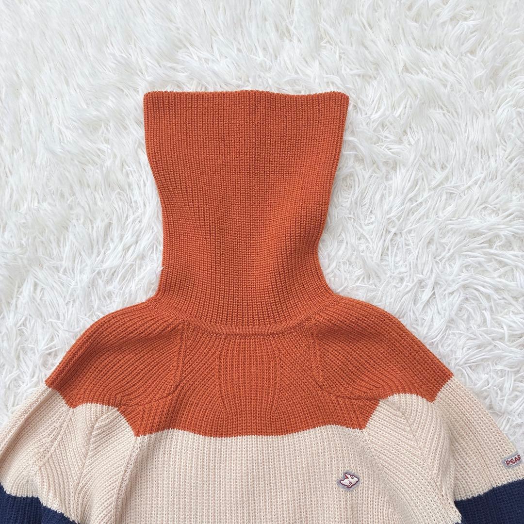 パーリーゲイツ ゴルフ マルチボーダー タートルセーター リブニット ロゴ刺繍