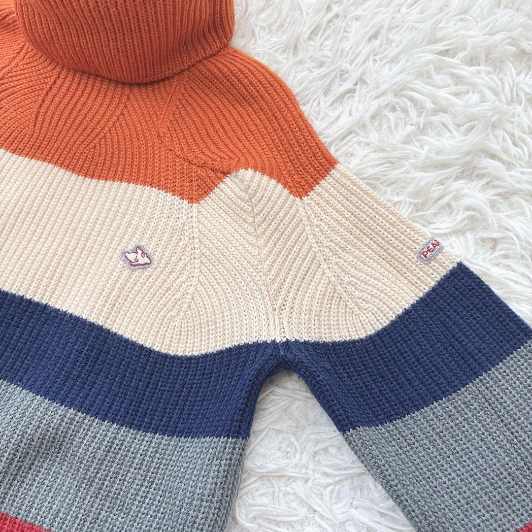 パーリーゲイツ ゴルフ マルチボーダー タートルセーター リブニット ロゴ刺繍
