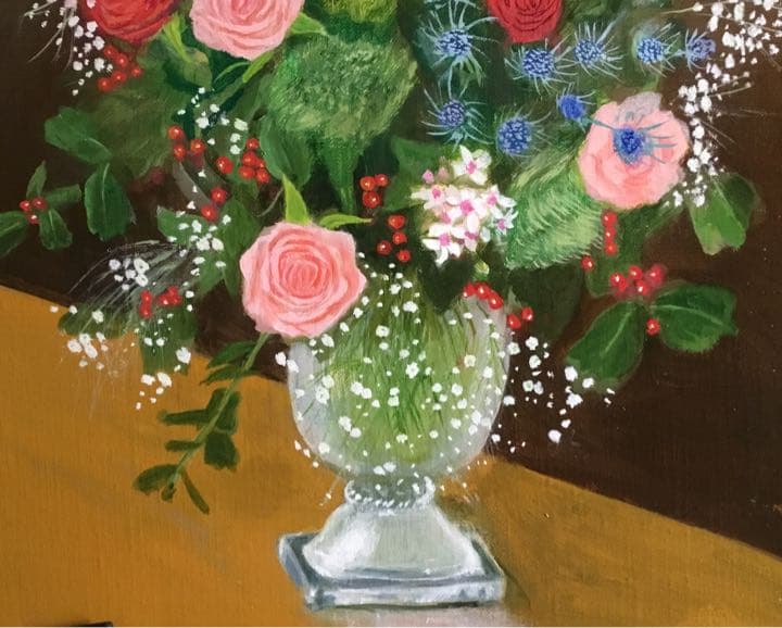 油絵「花　薔薇　22-01」F6号