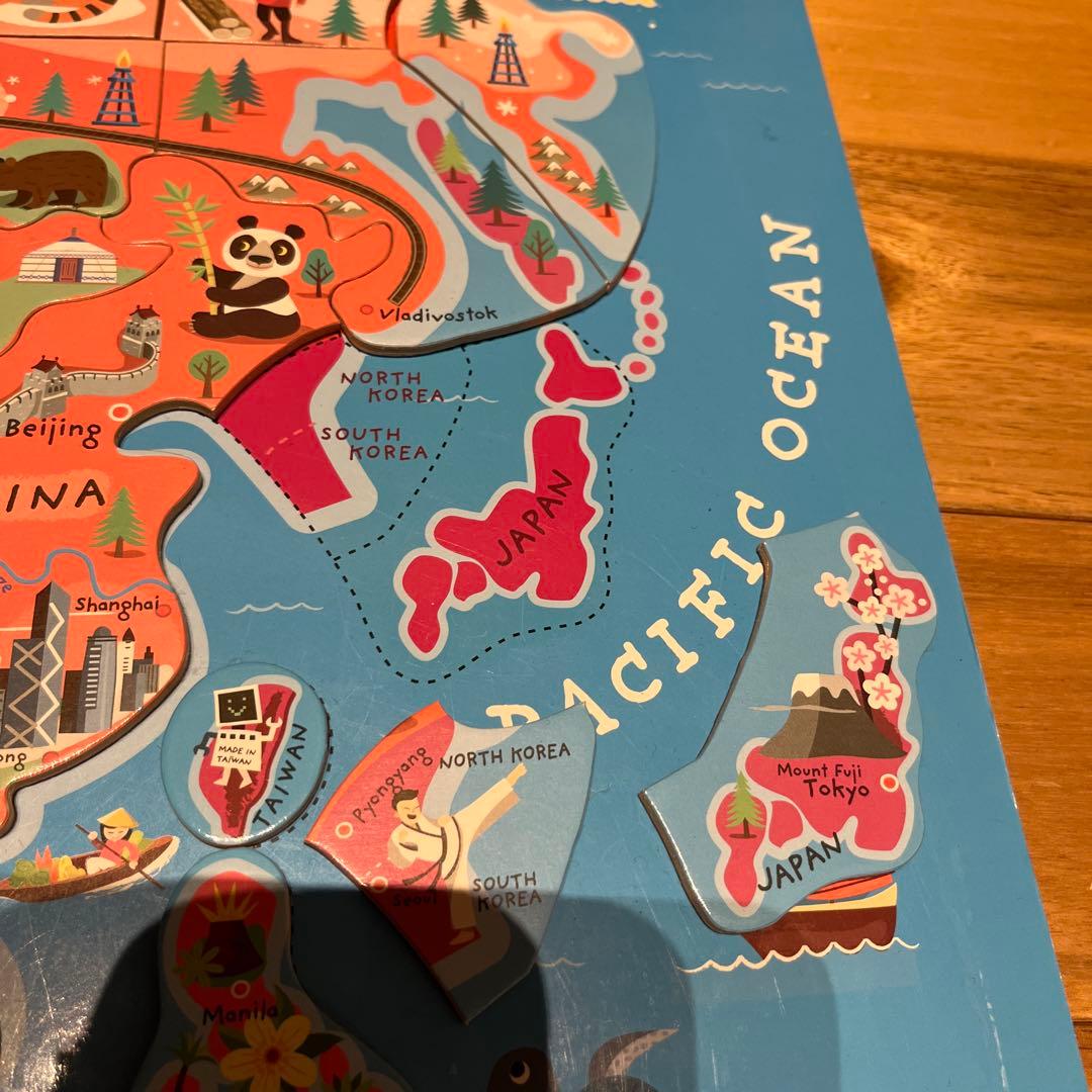 【美品】Janod 世界地図 ジグソーパズル　壁掛け　大型