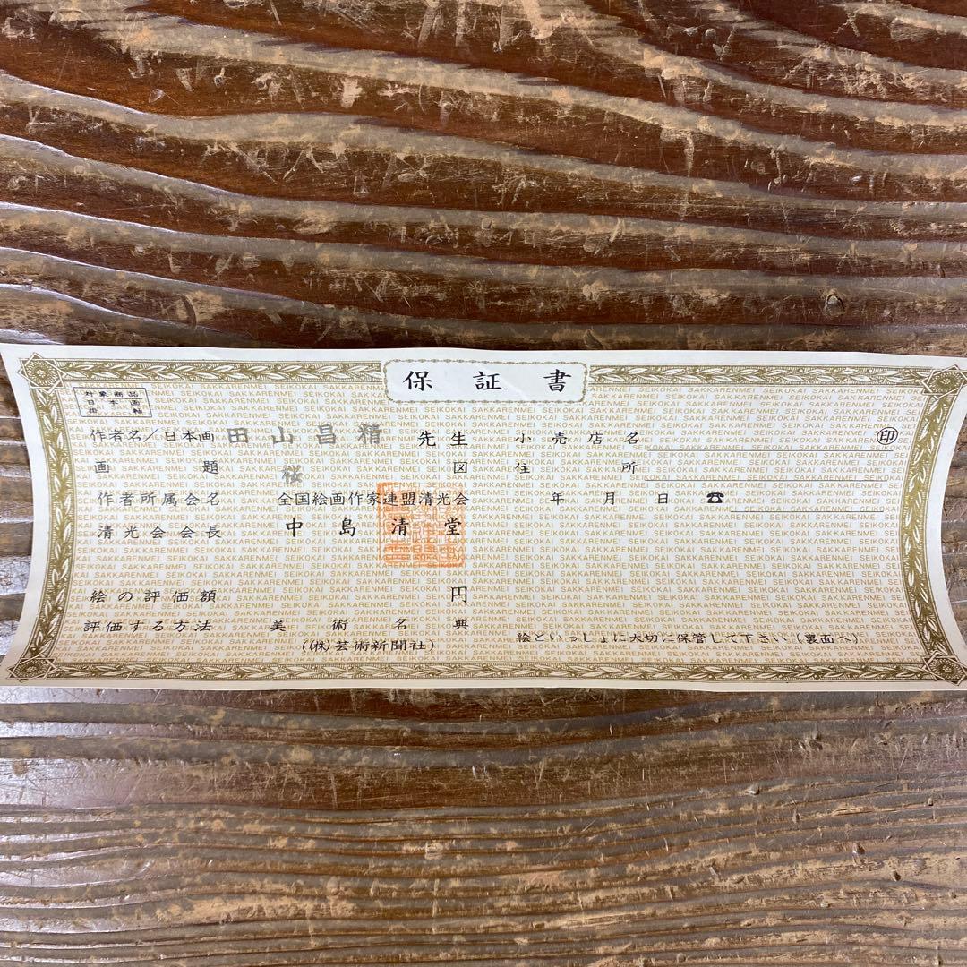 美品 掛け軸 田山昌精作 桜図 共箱 保証書付 縁起物 さくら