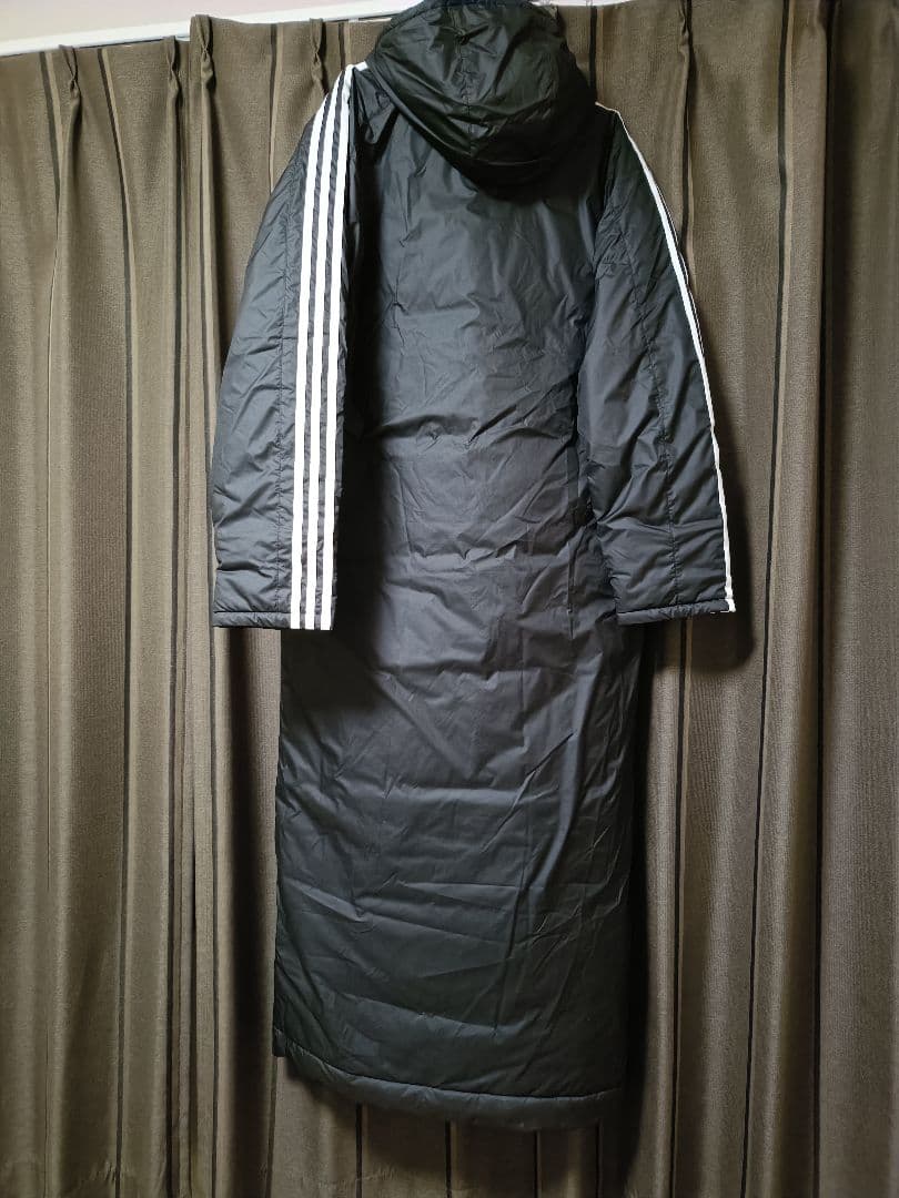 【新品】adidas ブラック ロングコート フード付き