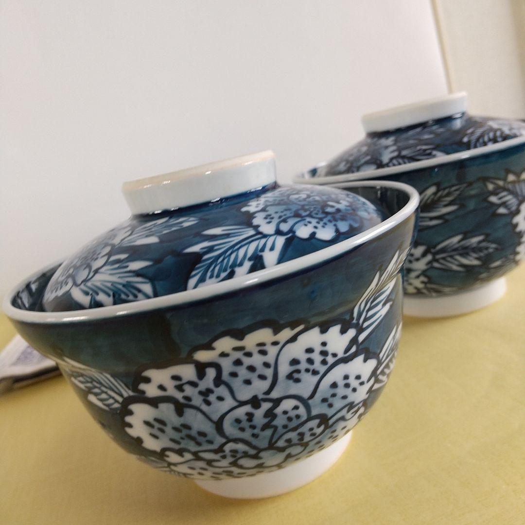 源右衛門窯⭐️染付牡丹絵 蓋椀 二客
