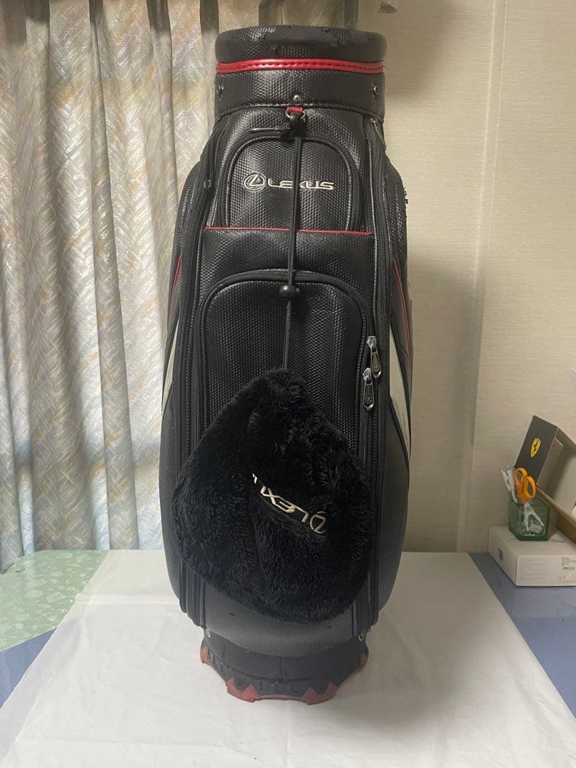 Lexus ゴルフバッグ・キャディバッグ 黒/赤　蓋あり