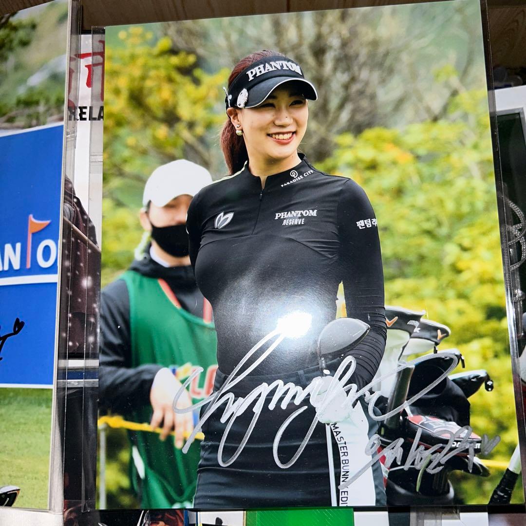 【超レア】人気美女ゴルファー、ユ.ヒョンジュ直筆サインフォト3枚【証明書付き】