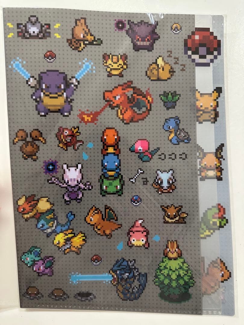 ポケモン　5ポケット　A4クリアファイル　初代カントーゲームドット絵