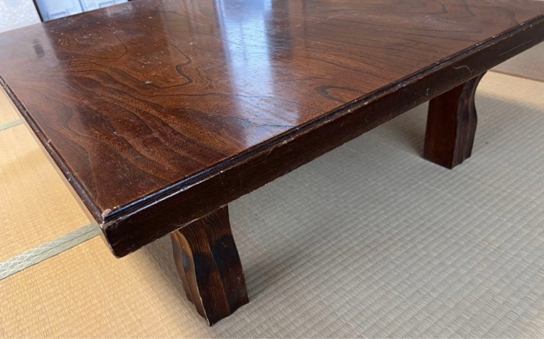 ロー テーブル 座卓 欅 天板 ヴィンテージ 家具 ブラウン Table